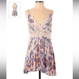 En Creme Pink Floral Small Boho Dress